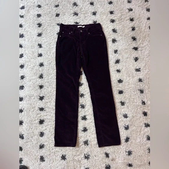 Levi Corduroy Maroon Pants | Womens Size 27 - Picture 2 of 6